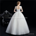 Long Train Lace sleeveless backless puffy short Wedding Dress Bridal Gowns